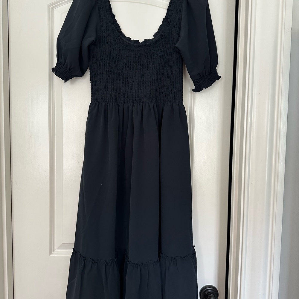 Hill House Black Short Sleeve Nap Dress
